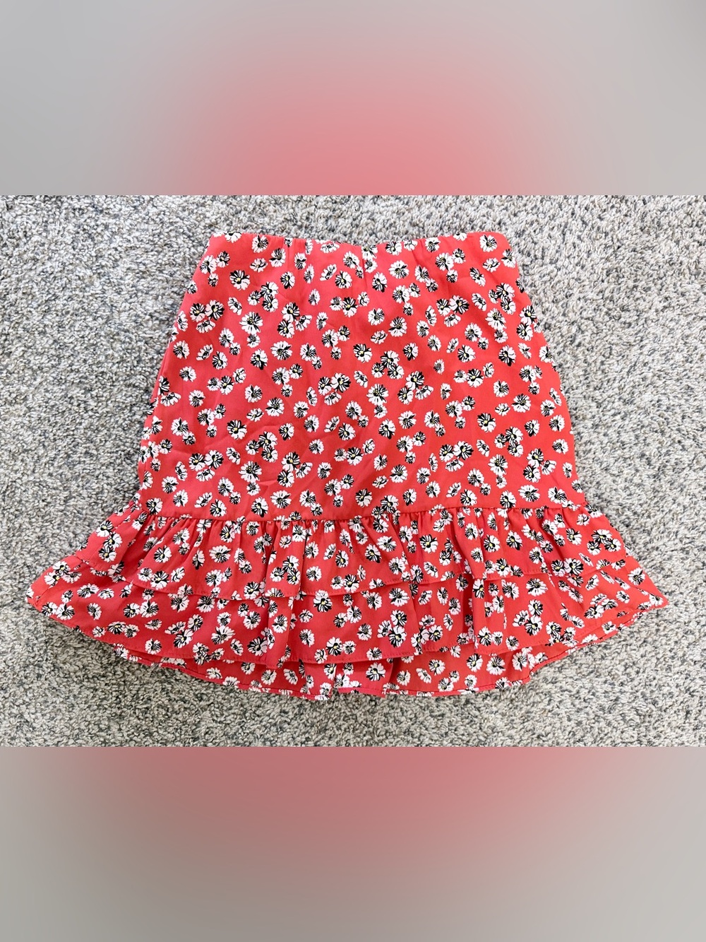 Painted Threads - Red Floral Ruffle A-Line Skirt - Size M - Bundle and Save 💸